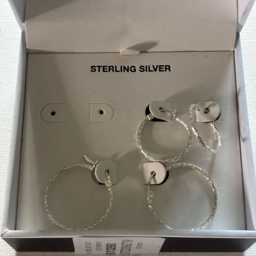 R.H. Macy & Co. Sterling Silver Hoop Earrings Set – 3 Pairs